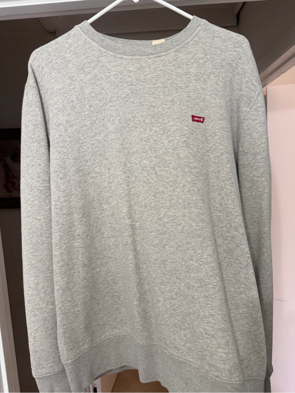 Levi's Light Gray Crewneck Sweatshirt with Red Logo